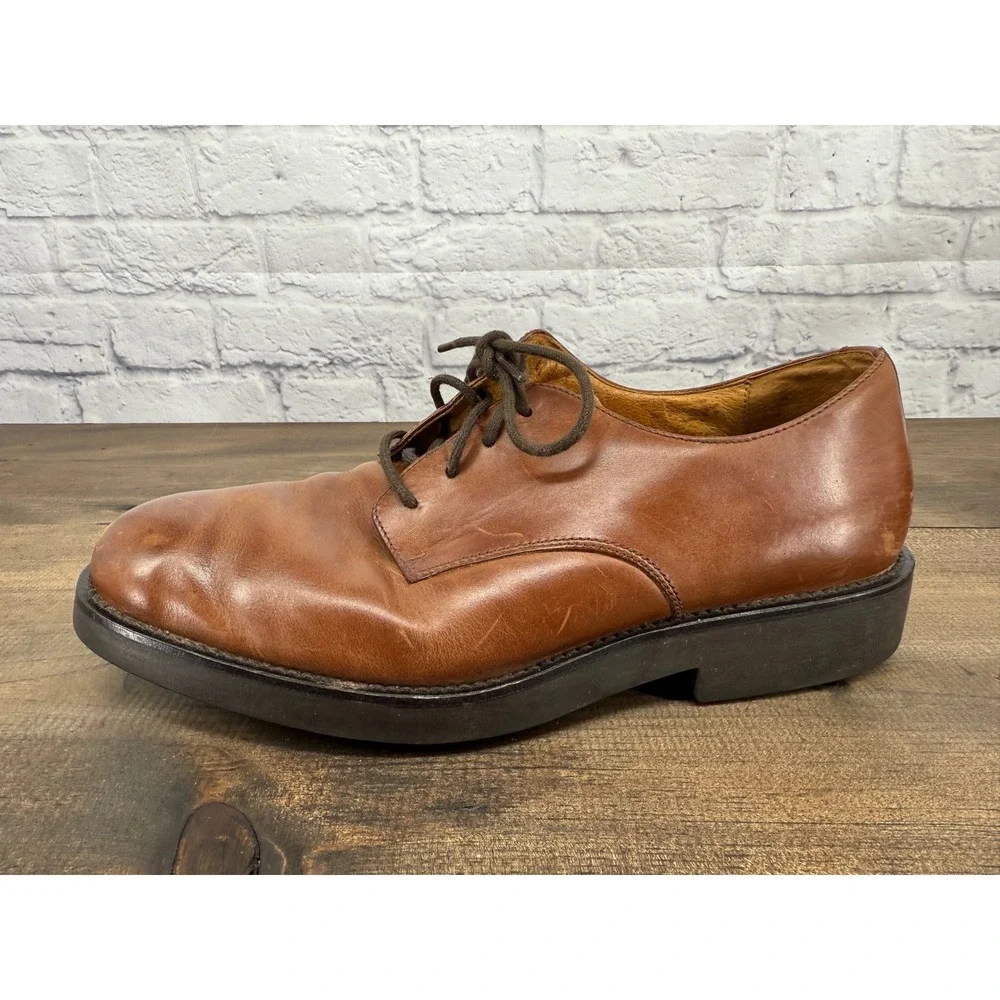 Lands End Mens Brown Leather Lace Up Oxford Dress Shoes Size 10D Classic Capsule